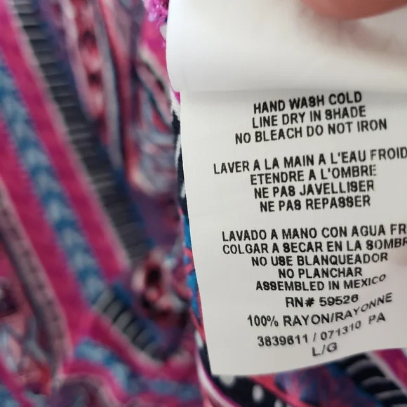 Lucky Brand aztec stripe pink scoop neck swim coverup - Picture 6 of 7